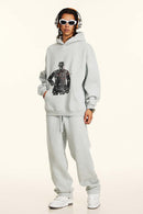 Heavyweight Vintage Graphic Hoodie - Flower Gray