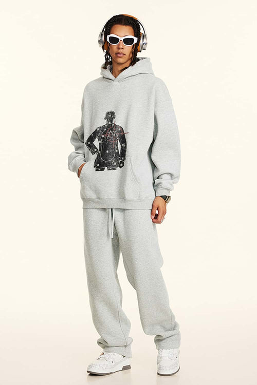 Heavyweight Vintage Graphic Hoodie - Flower Gray