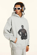 Heavyweight Vintage Graphic Hoodie - Flower Gray