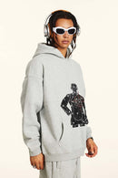 Heavyweight Vintage Graphic Hoodie - Flower Gray