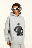 Heavyweight Vintage Graphic Hoodie - Flower Gray