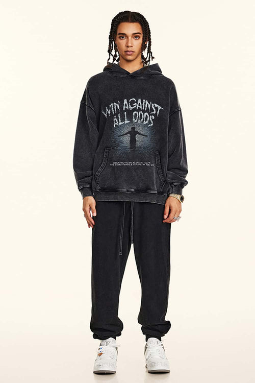 Heavyweight Washed Graphic Fleece Hoodie - Fried Snowflakes