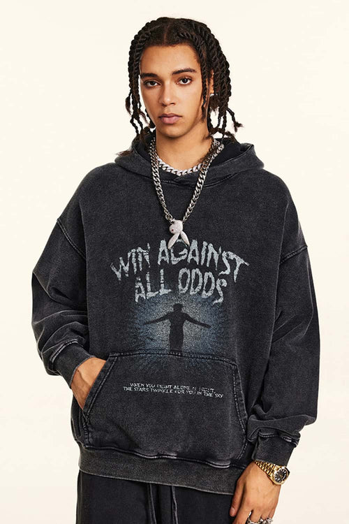 Heavyweight Washed Graphic Fleece Hoodie - Fried Snowflakes