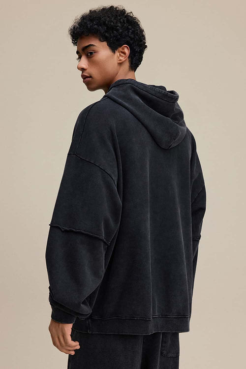 Heavyweight Distressed Layered Fleece Hoodie - Fried Snowflakes