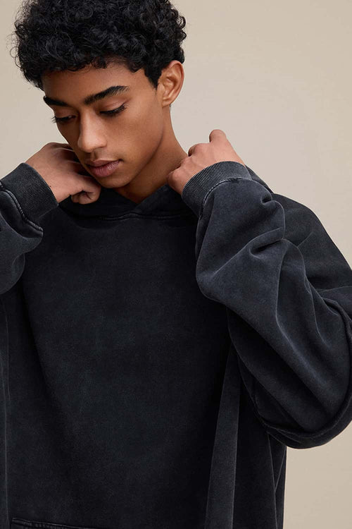 Heavyweight Distressed Layered Fleece Hoodie - Fried Snowflakes