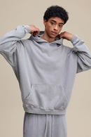 Heavyweight Distressed Layered Fleece Hoodie - Medium Gray