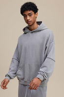 Heavyweight Distressed Layered Fleece Hoodie - Medium Gray