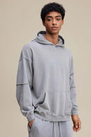 Heavyweight Distressed Layered Fleece Hoodie - Medium Gray