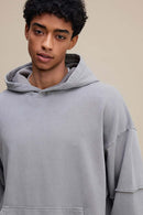 Heavyweight Distressed Layered Fleece Hoodie - Medium Gray