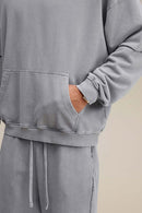 Heavyweight Distressed Layered Fleece Hoodie - Medium Gray