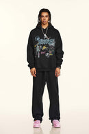 Vintage Graphic Pullover Hoodie - Black
