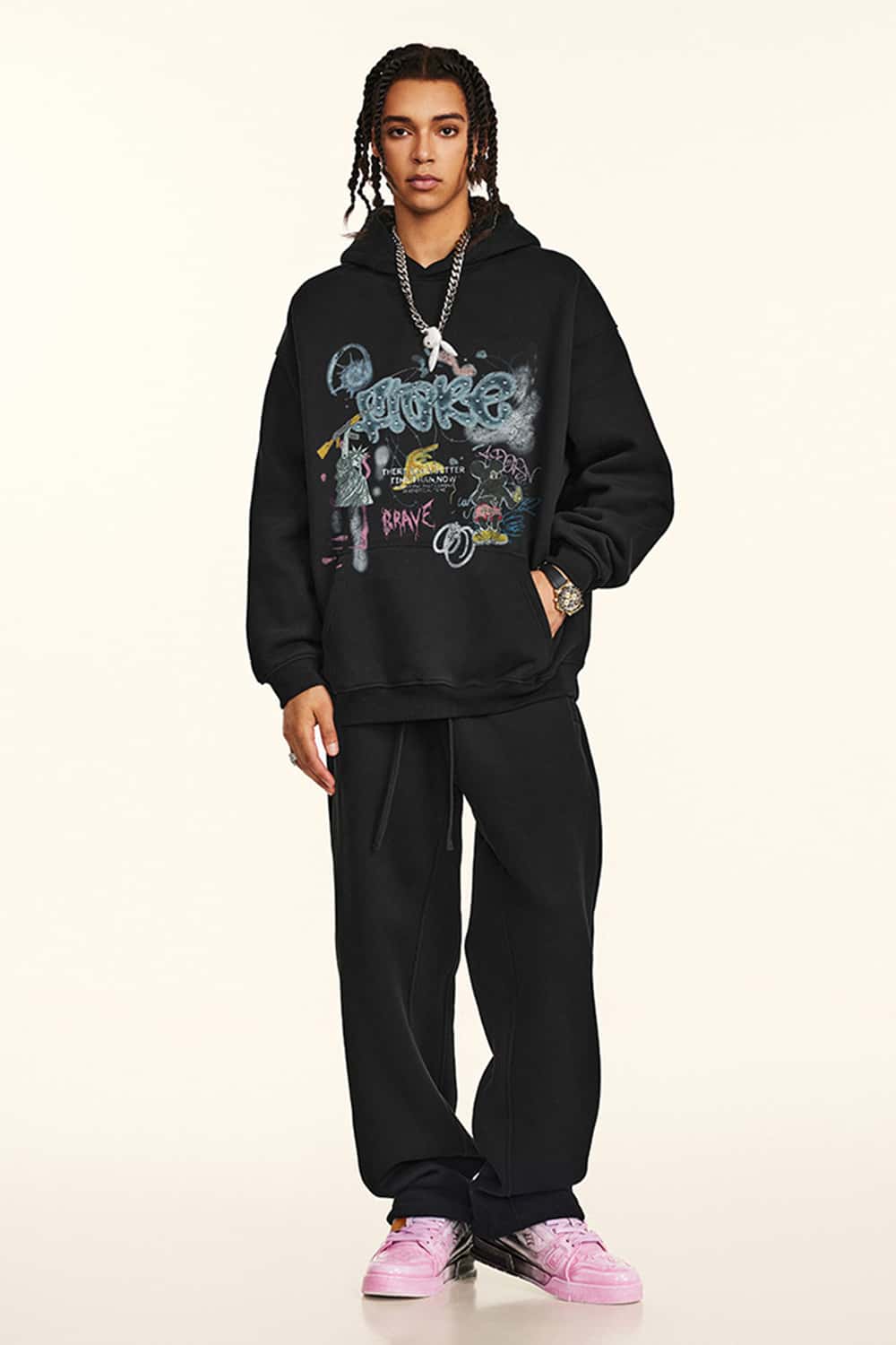 Graffiti Print Pullover Hoodie