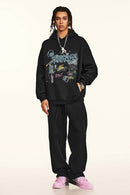 Vintage Graphic Pullover Hoodie - Black