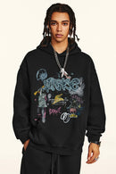 Vintage Graphic Pullover Hoodie - Black