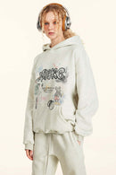 Vintage Graphic Pullover Hoodie - Oat Gray