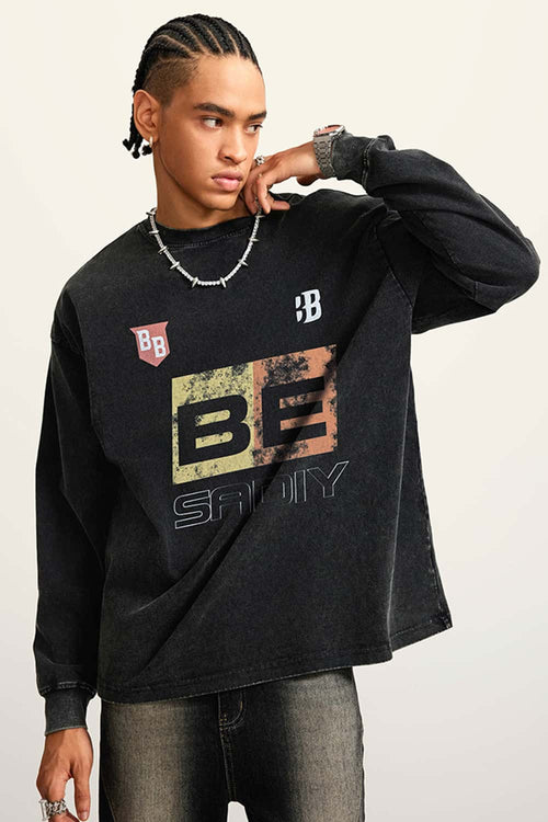 Racing Graphic Washed Long Sleeve Tee - Fried Snowflakes