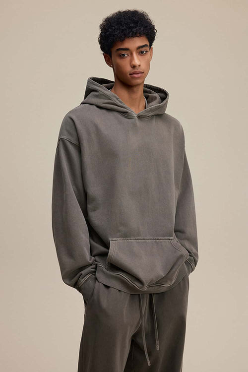 Heavyweight Wax-Dyed Vintage Hoodie - Coffee