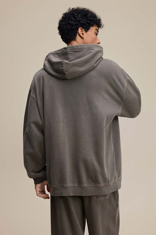 Heavyweight Wax-Dyed Vintage Hoodie - Coffee