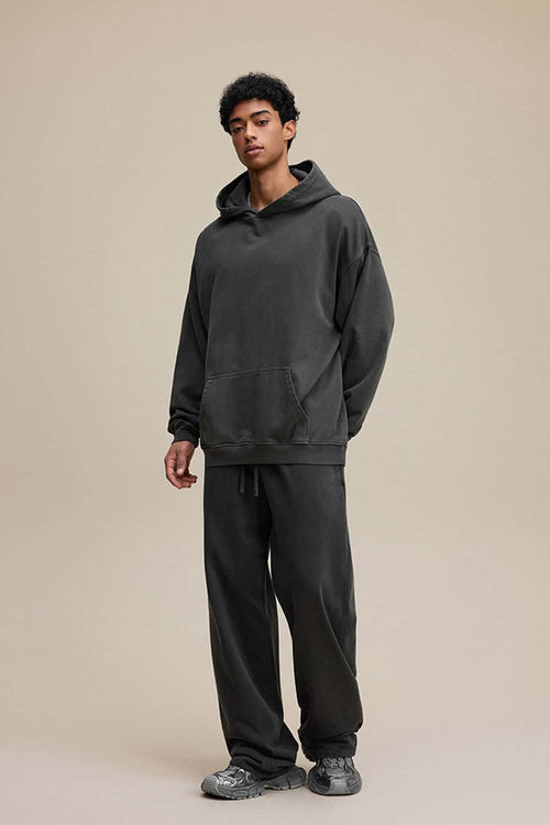 Heavyweight Wax-Dyed Vintage Hoodie - Dark Gray