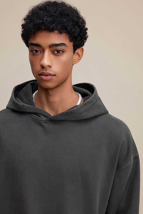 Heavyweight Wax-Dyed Vintage Hoodie - Dark Gray