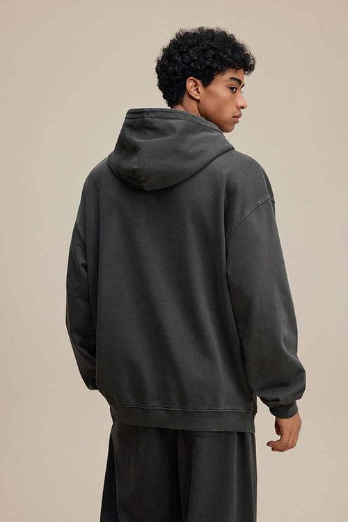 Heavyweight Wax-Dyed Vintage Hoodie - Dark Gray