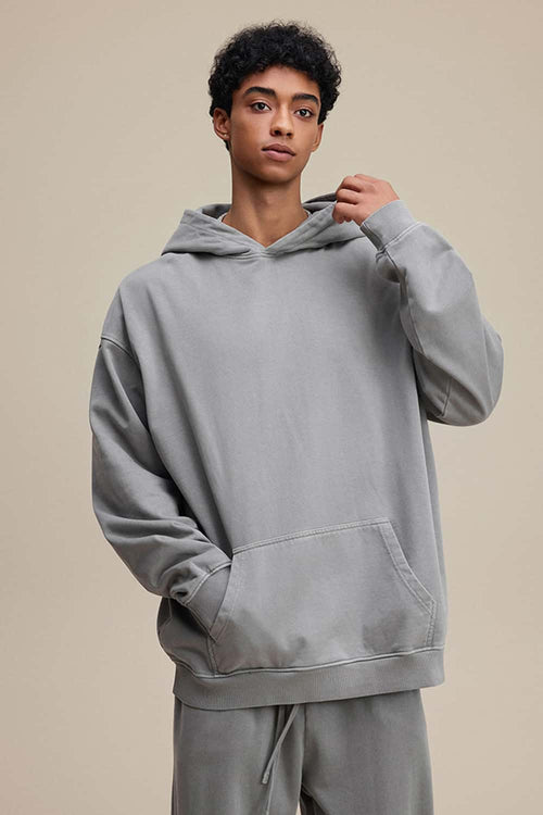 Heavyweight Wax-Dyed Vintage Hoodie - Medium Gray