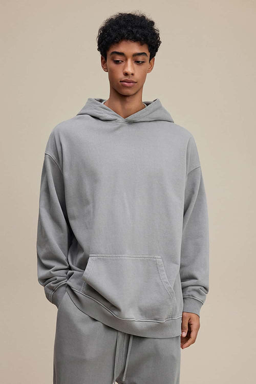 Heavyweight Wax-Dyed Vintage Hoodie - Medium Gray
