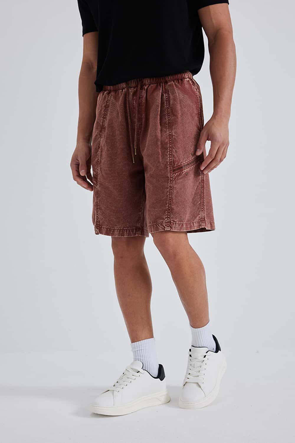 Washed Drawstring Utility Shorts _ 5-Inch Cargo Shorts