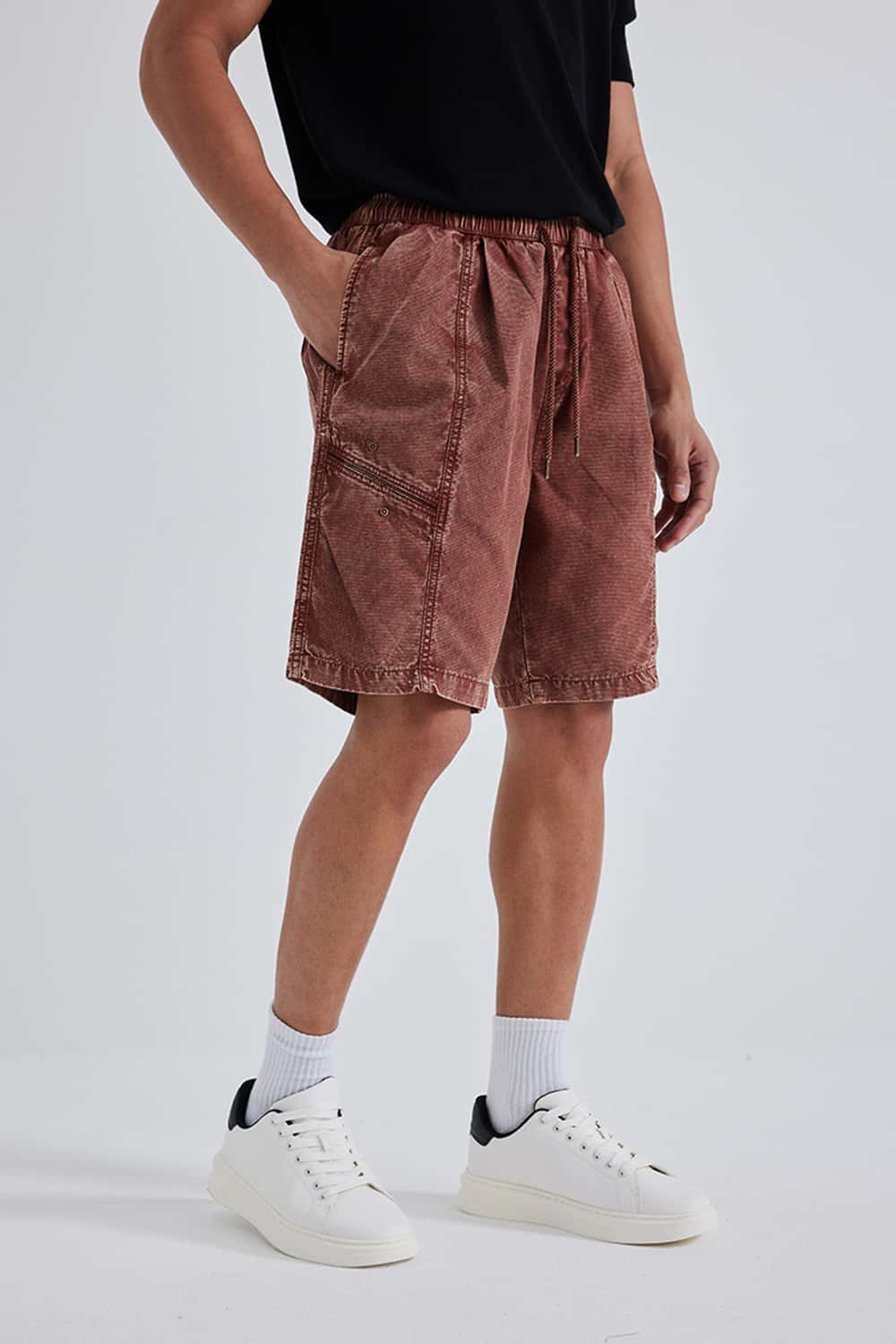 Washed Drawstring Utility Shorts _ 5-Inch Cargo Shorts