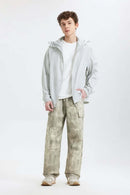 Washed Camo Straight-Leg Cargo Pant - Grayish White