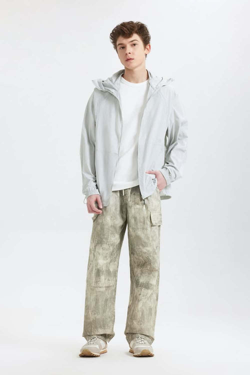 Washed Camo Straight-Leg Cargo Pant - Grayish White