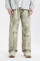 Washed Camo Straight-Leg Cargo Pant - Grayish White