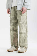 Washed Camo Straight-Leg Cargo Pant - Grayish White