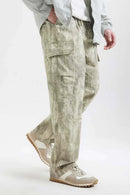 Washed Camo Straight-Leg Cargo Pant - Grayish White