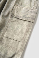 Washed Camo Straight-Leg Cargo Pant - Grayish White