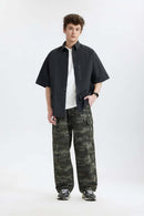 Washed Camo Straight-Leg Cargo Pant - Military Green