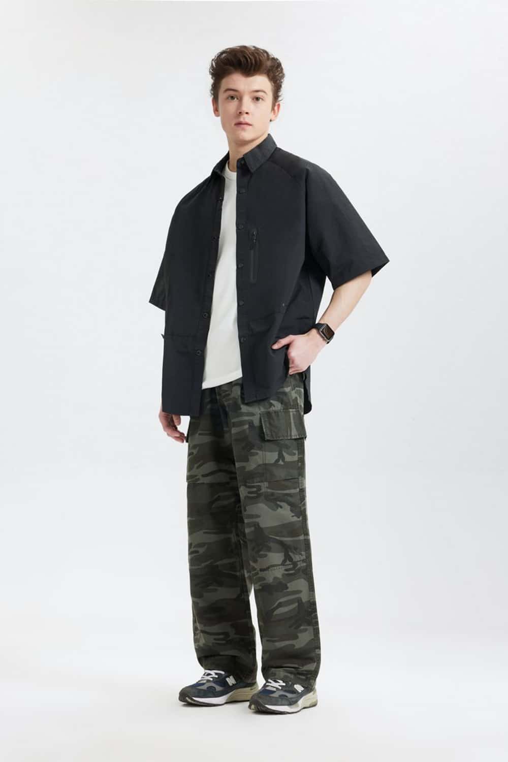Straight-Leg Pure Cotton Camo Cargo Pants