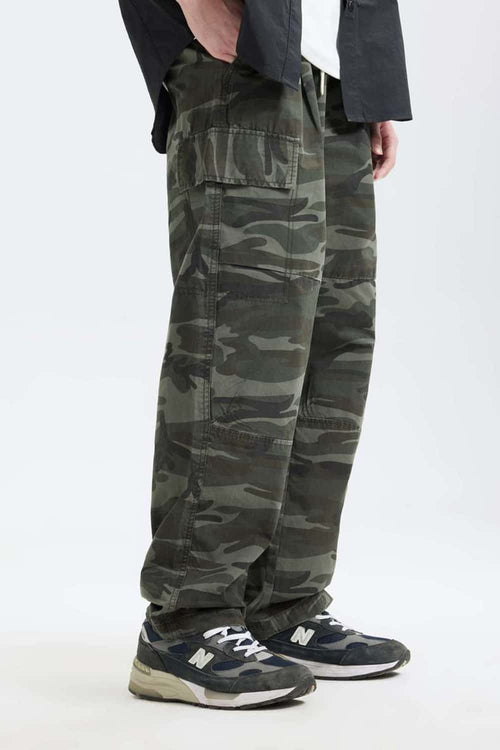 Washed Camo Straight-Leg Cargo Pant - Military Green