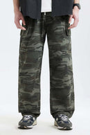 Washed Camo Straight-Leg Cargo Pant - Military Green