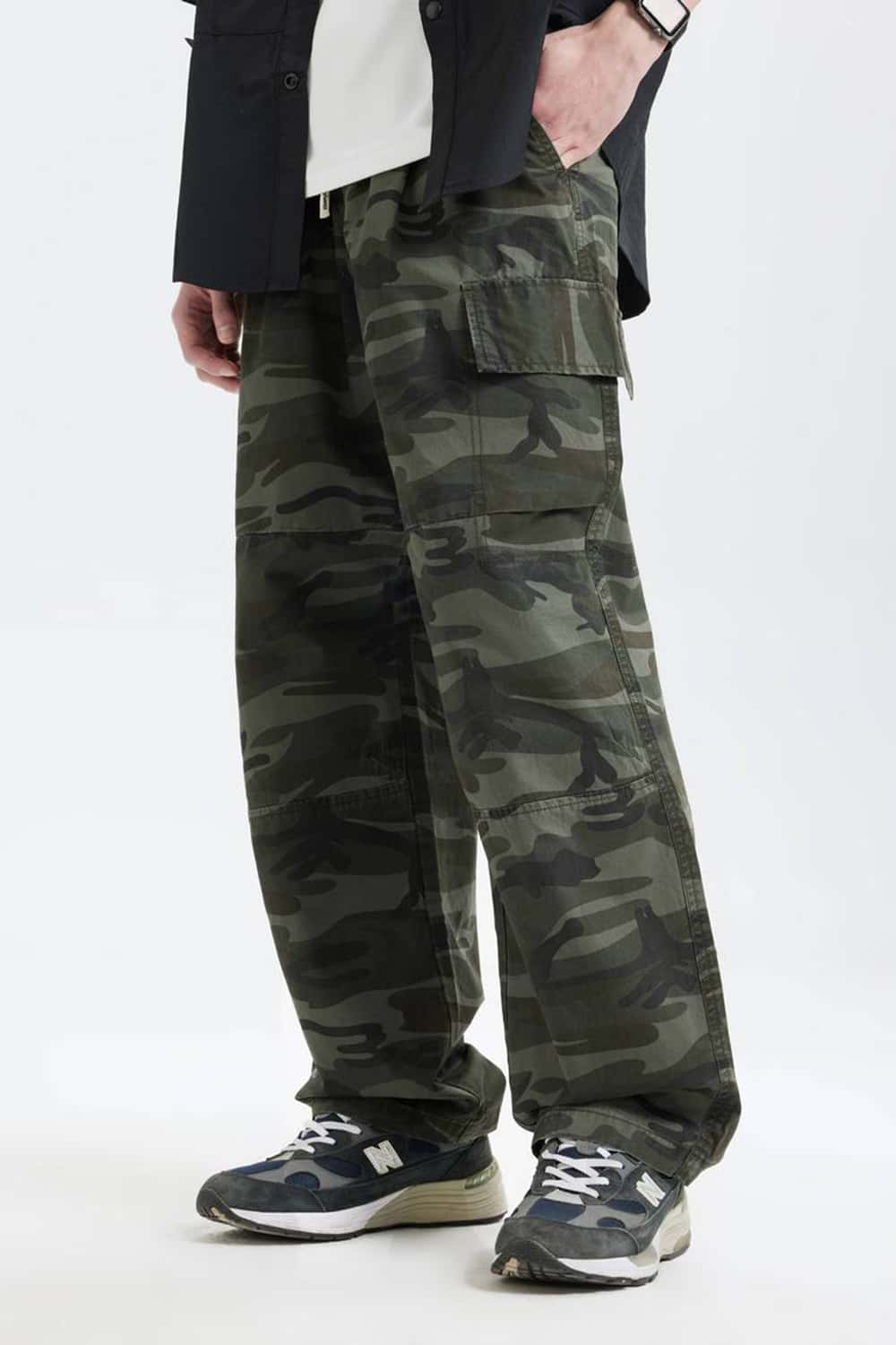 Straight-Leg Pure Cotton Camo Cargo Pants