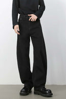 Sculpted Curved-Leg Washed Jeans - Charcoal Gray