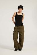 Ribbed Square Neck Tank Top - Active Black