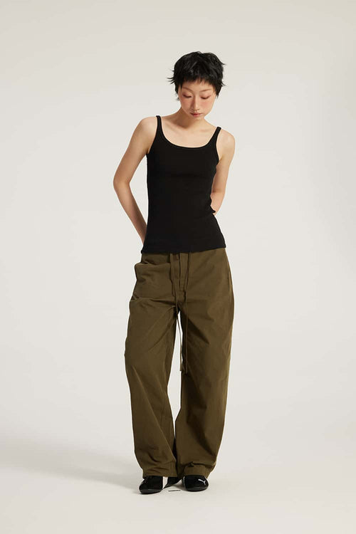 Ribbed Square Neck Tank Top - Active Black