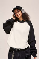 Color-Block Raglan Heavyweight Long-Sleeve - White