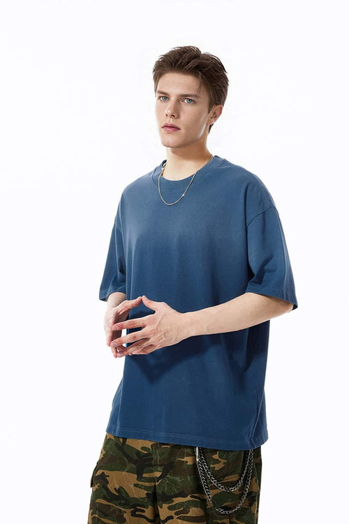 Heavyweight Gradient Washed Cotton Tee - Blue