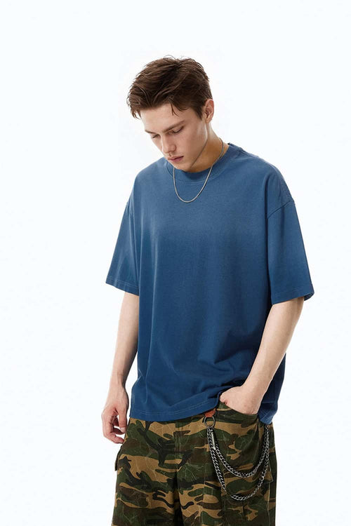 Heavyweight Gradient Washed Cotton Tee - Blue