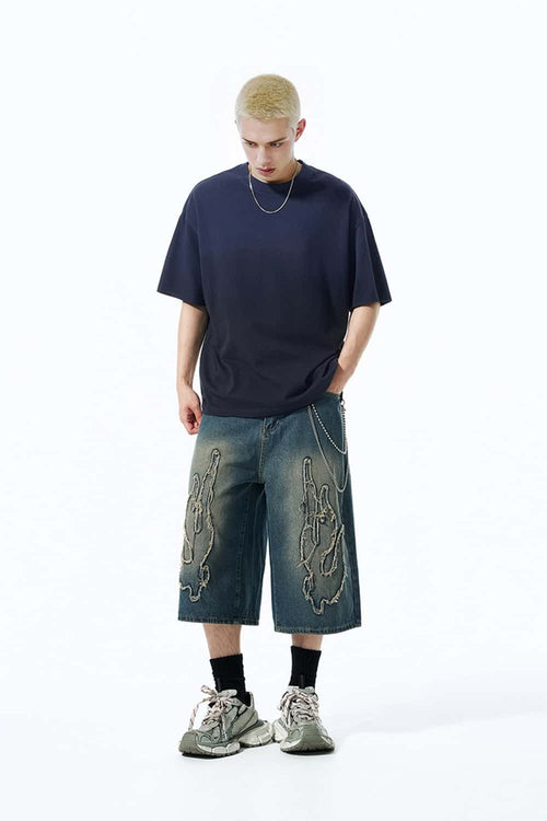 Heavyweight Gradient Washed Cotton Tee - Deep Purple