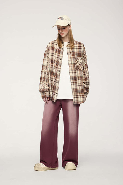 Active Gradient Wide-Leg Sweatpants - Burgundy