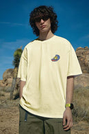 Breathable Embroidered Graphic Streetwear Tee - Apricot