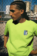 Breathable Embroidered Graphic Streetwear Tee - Fluorescent Green
